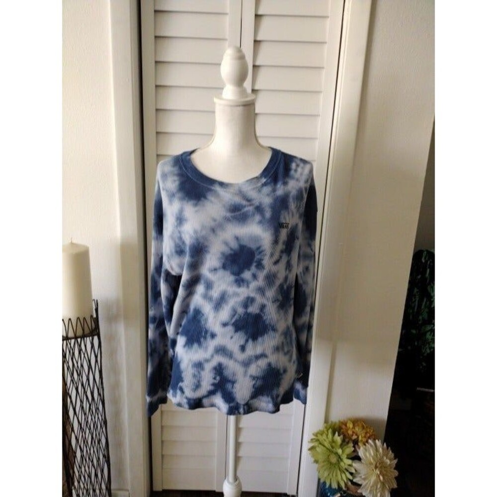 Vans women's blue tie dye waffle knit shirt Sz. S